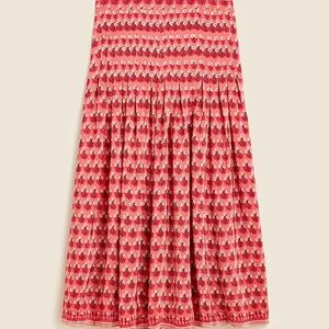 J. Crew Red Floral Midi Skirt